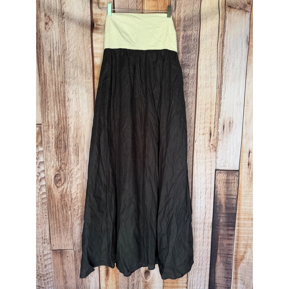 Abercrombie & Fitch Dress Colorblock Maxi Coastal Resort Black Cream‎ Small NWT